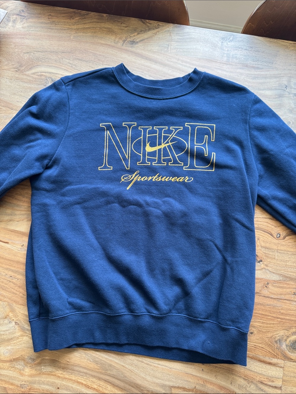 Nike Navy Blue Sweatshirt with Yellow Logo